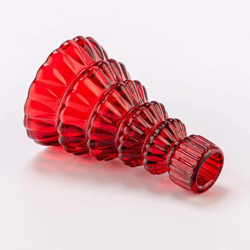 Luxury Red Tree Style Decorative Tealight Holder Glass Candle Jar