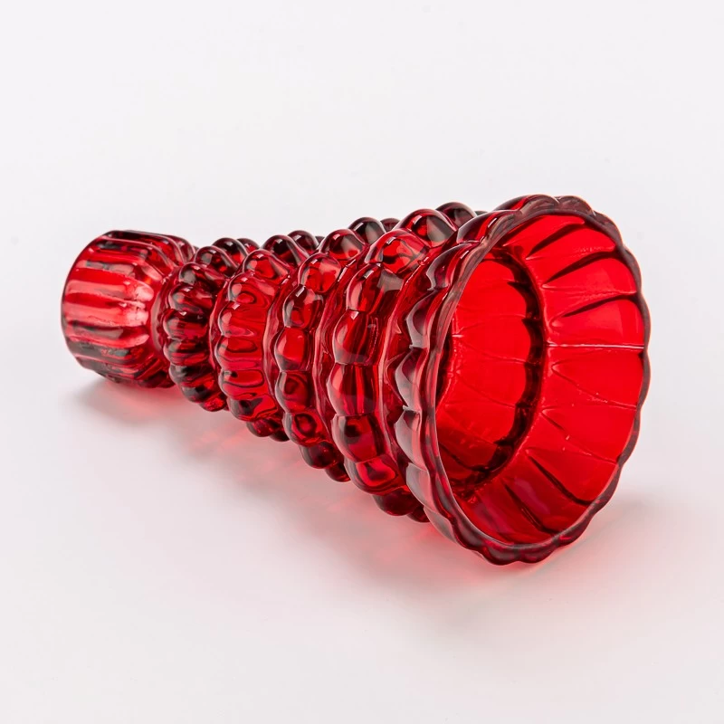 Luxury Red Tree Style Decorative Tealight Holder Glass Candle Jar