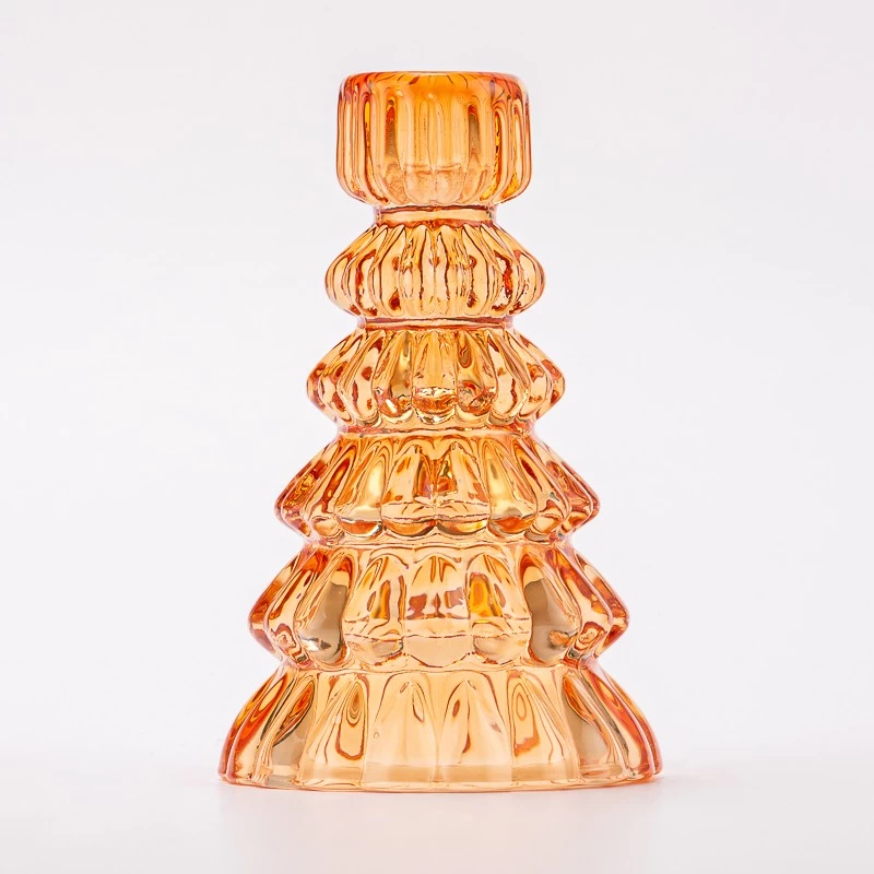 Luxury Amber Color Decorative Tealight Holder Glass Candle Jar