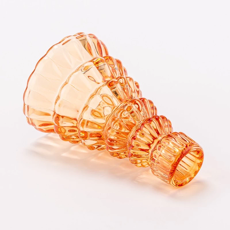 Luxury Amber Color Decorative Tealight Holder Glass Candle Jar