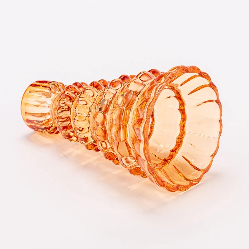 Luxury Amber Color Decorative Tealight Holder Glass Candle Jar