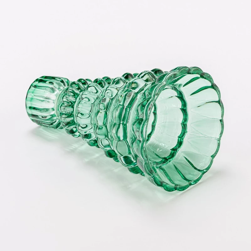Christmas Tree Shape Green Color Tealight Candle Holder Glass Candle Jar