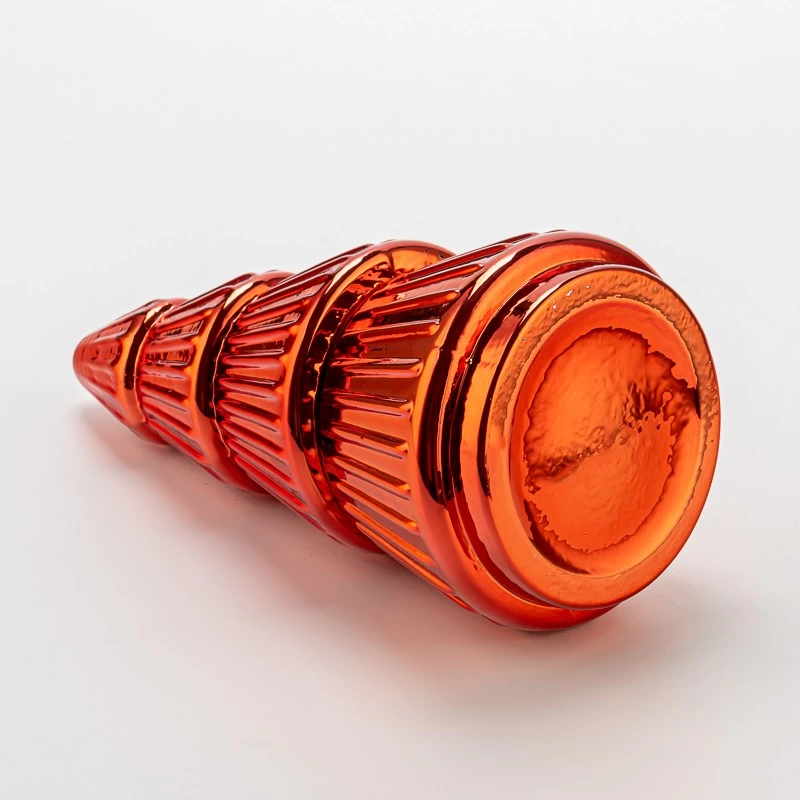 Popular Christmas Tree Style Electroplated Glass Candle Jar with Lid