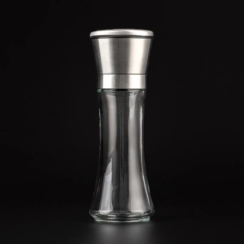 hot sales empty pepper mills glass bottle with grinding cap