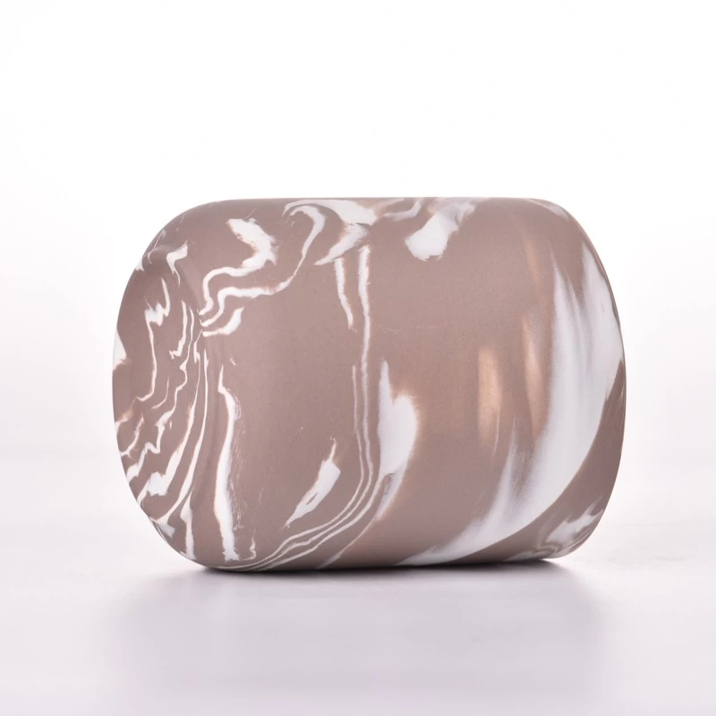 Marble Pattern Matte Ceramic Jar Empty Wax Candle Vessel Manufacturer