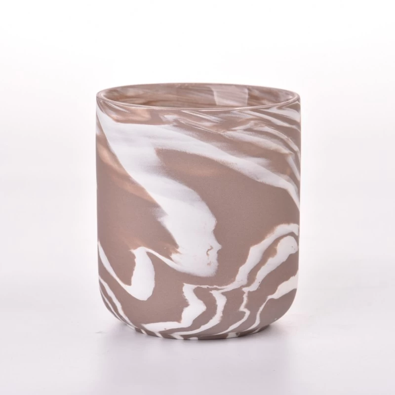 Marble Pattern Matte Ceramic Jar Empty Wax Candle Vessel Manufacturer