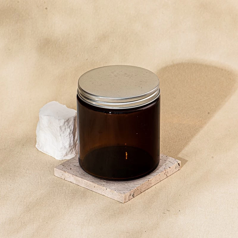 Hot sale 8oz Amber Glass Candle Container Wholesale 