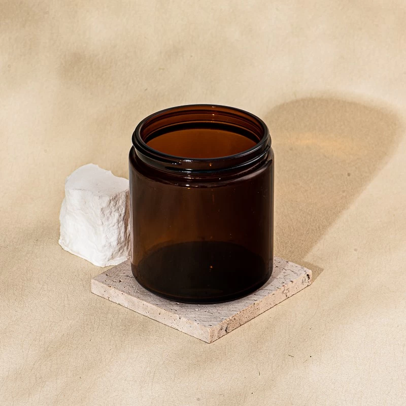 Hot sale 8oz Amber Glass Candle Container Wholesale 