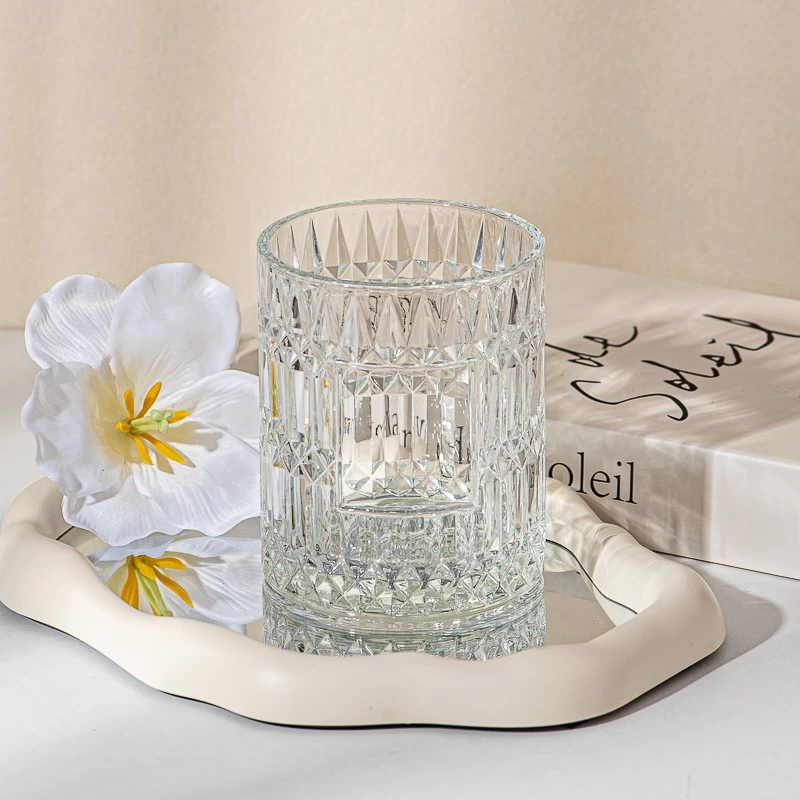 Modern Style Clear Custom Color Glass Scented Candle Vessel Wholesaling