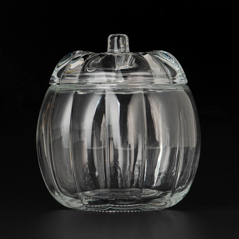 Popular Pumpkin Shaped Custom Color Glass Candle Jar with Lid