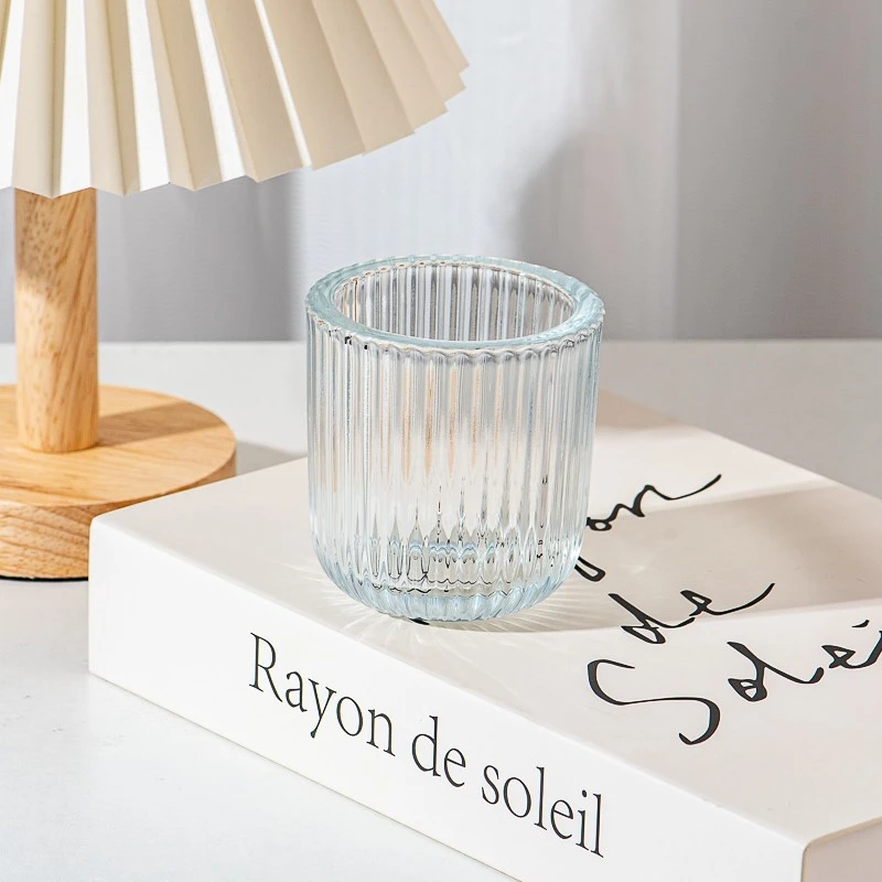 New Design Vertical Stripe Glass Container Scented Candle Jar Supply