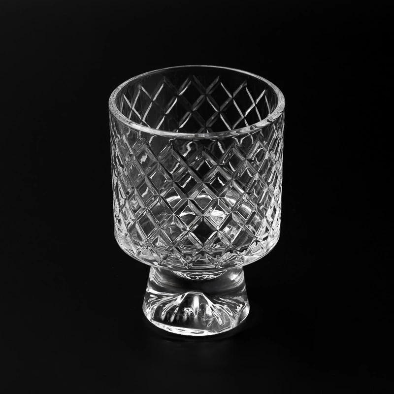 Luxury Exquisite Pattern Retro Style Glass Candle Jar for Decoration
