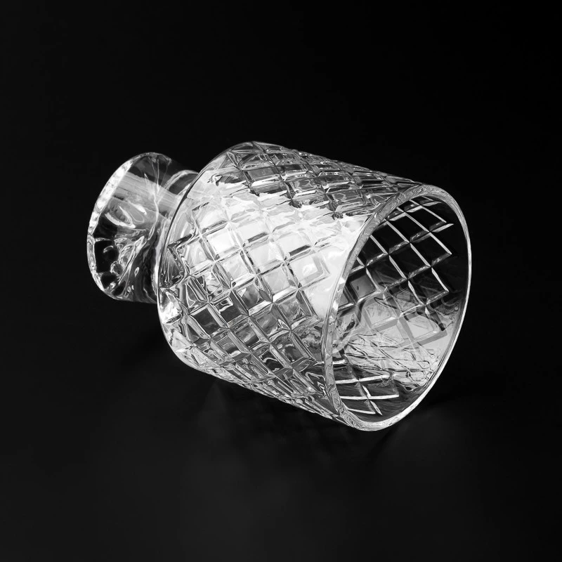 Luxury Exquisite Pattern Retro Style Glass Candle Jar for Decoration