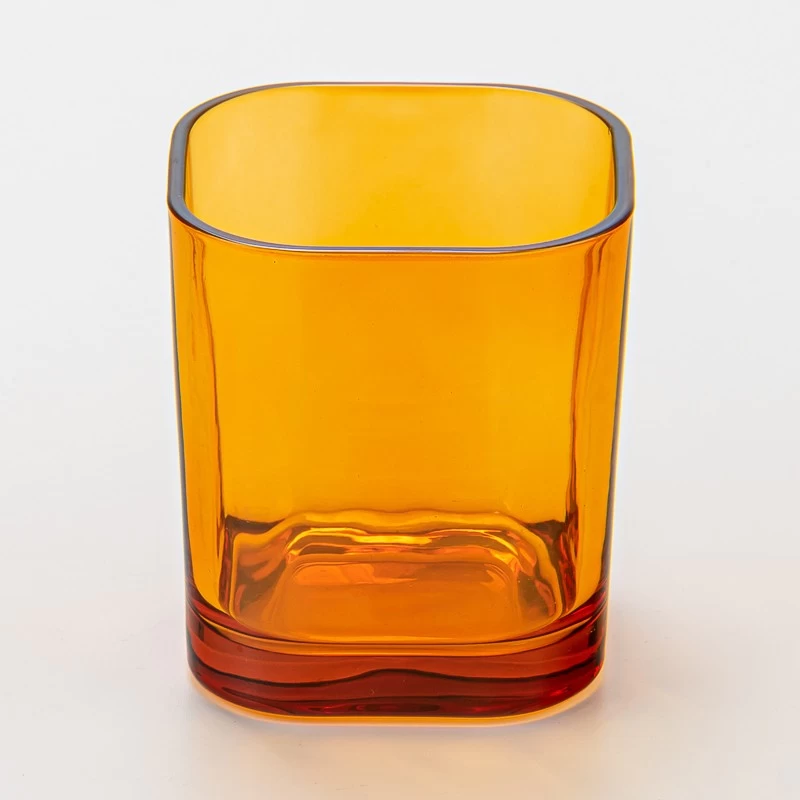 transparent color 8oz square glass candle jar
