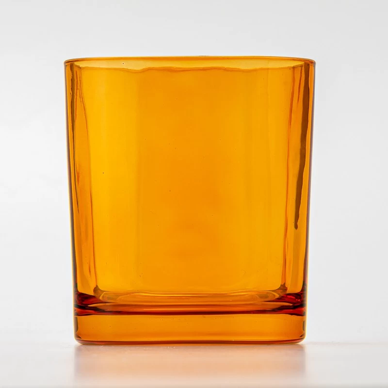 transparent color 8oz square glass candle jar