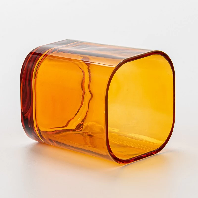 transparent color 8oz square glass candle jar