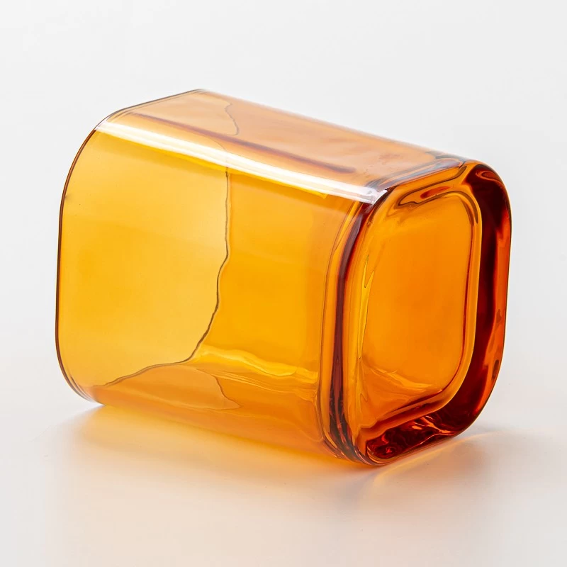 transparent color 8oz square glass candle jar