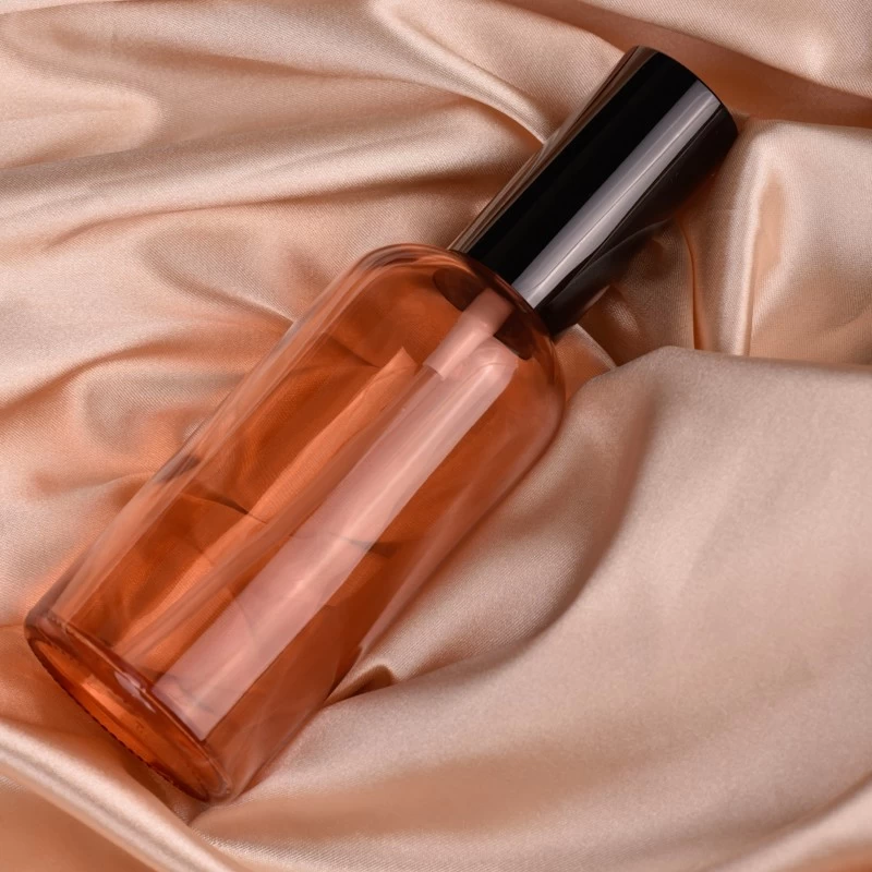 Popular Style Transparent Orange Color 100ml Glass Empty Perfume Bottle with Cap