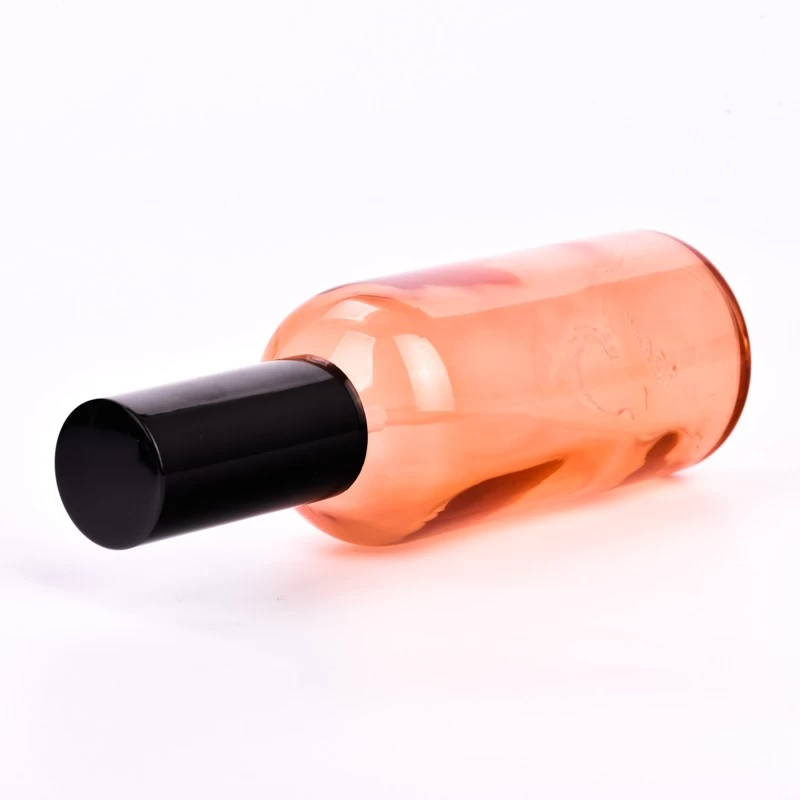 Popular Style Transparent Orange Color 100ml Glass Empty Perfume Bottle with Cap