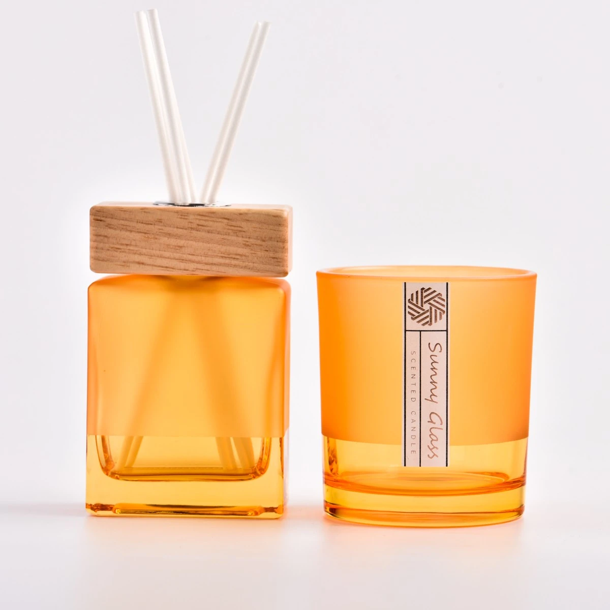 Clear yellow color Glass Candle Vessel with home decor