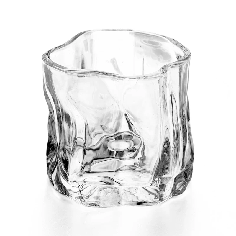 Irregular shape clear glass candle jar wholesale