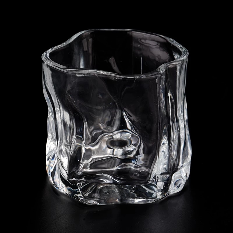 Irregular shape clear glass candle jar wholesale