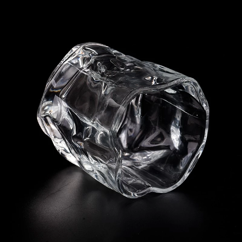 Irregular shape clear glass candle jar wholesale