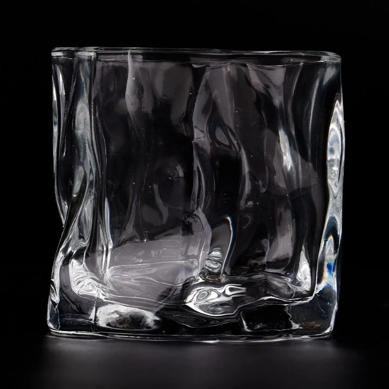 Irregular shape clear glass candle jar wholesale