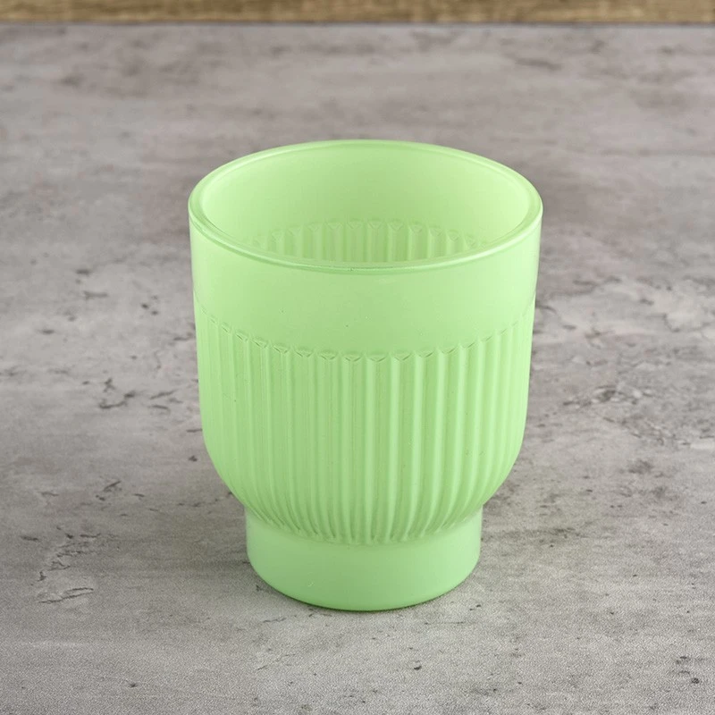 Unique Vertical Stripe Glass Custom Color Scented Candle Jar for Home Decor