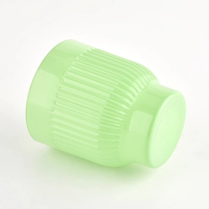 Unique Vertical Stripe Glass Custom Color Scented Candle Jar for Home Decor