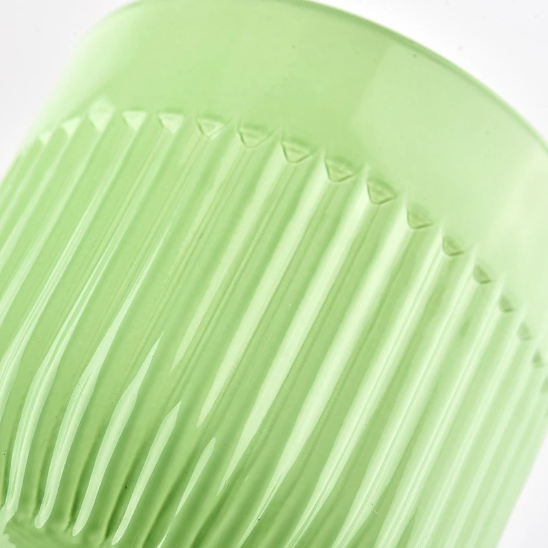 Unique Vertical Stripe Glass Custom Color Scented Candle Jar for Home Decor