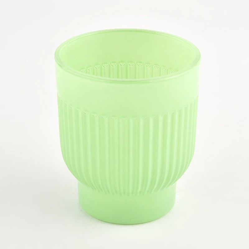 Unique Vertical Stripe Glass Custom Color Scented Candle Jar for Home Decor