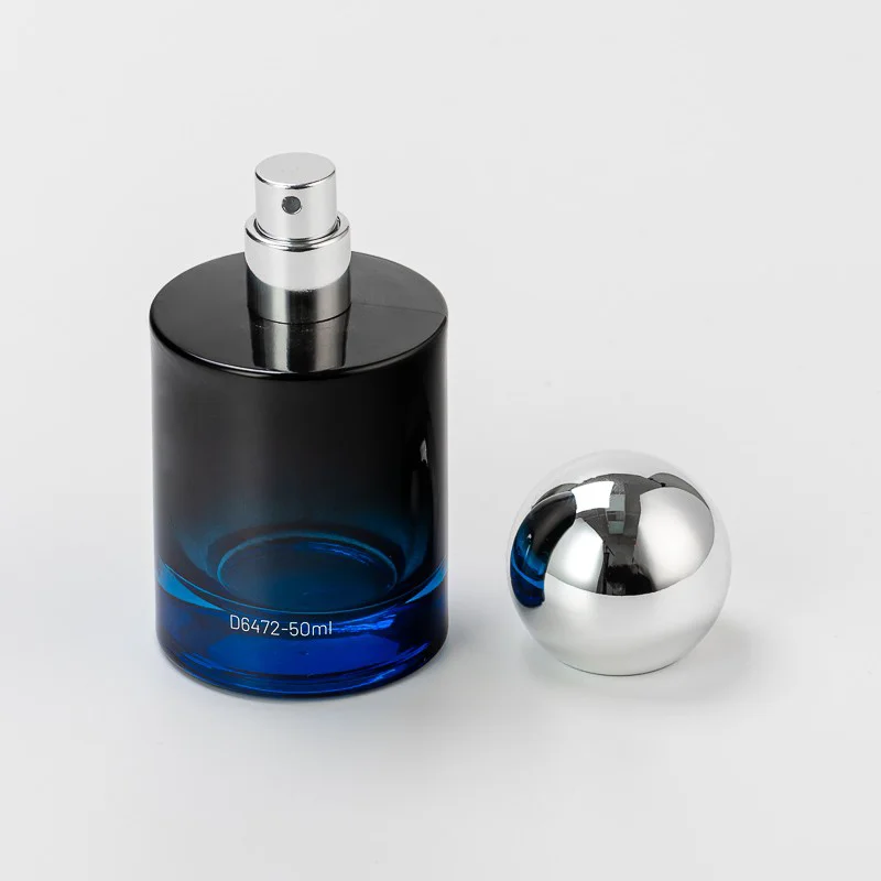 Luxury 50ml Glass Bottle Empty Perfume Spray Bottle with Ball Shape Sliver Cap