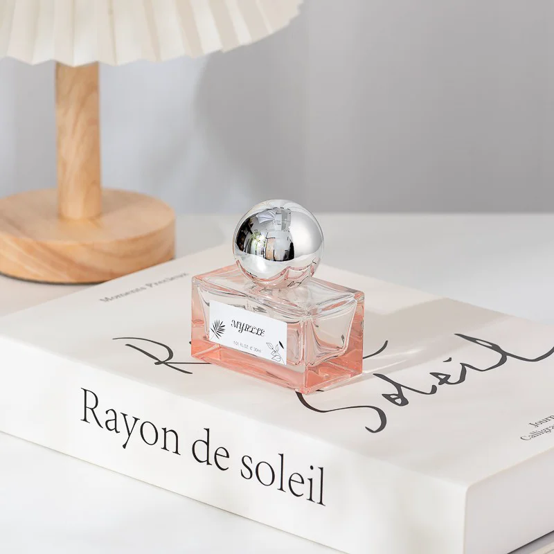 special design square glass perfume bottle with metal ball cap