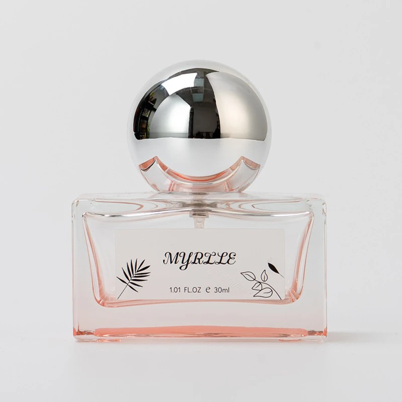 special design square glass perfume bottle with metal ball cap