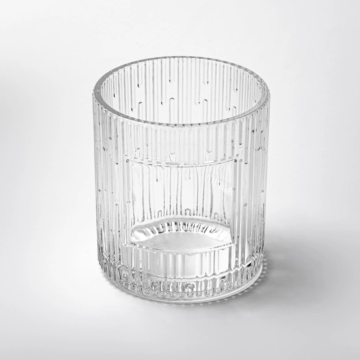 Custom Label Vertical Stripe Surface Glass Scented Candle Jar for Home Decor