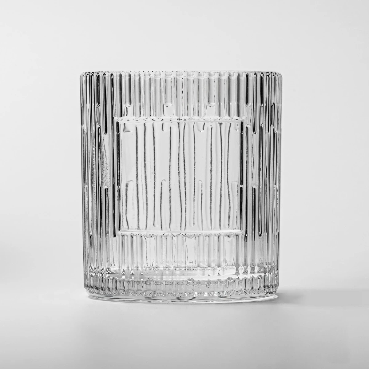 Custom Label Vertical Stripe Surface Glass Scented Candle Jar for Home Decor