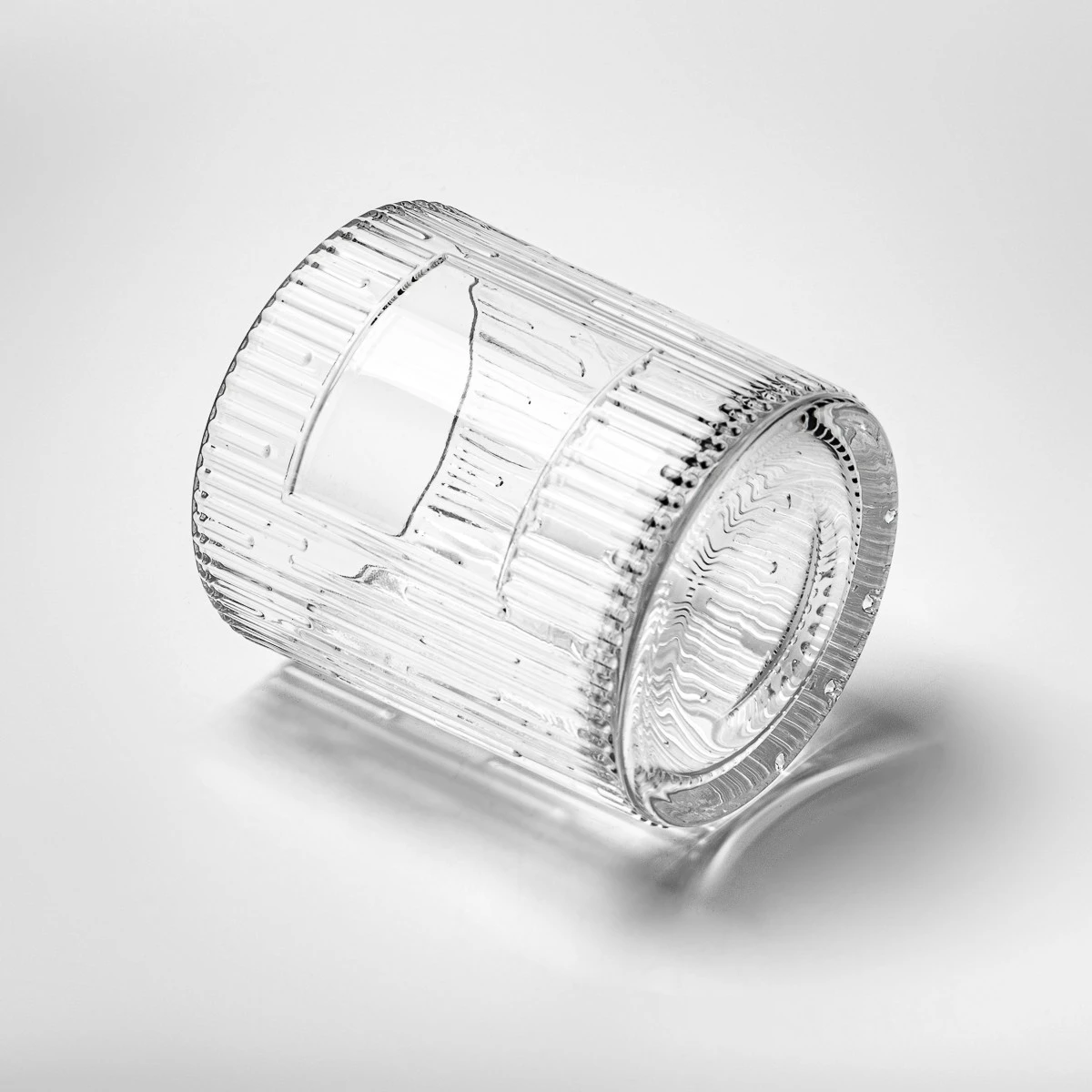 Custom Label Vertical Stripe Surface Glass Scented Candle Jar for Home Decor