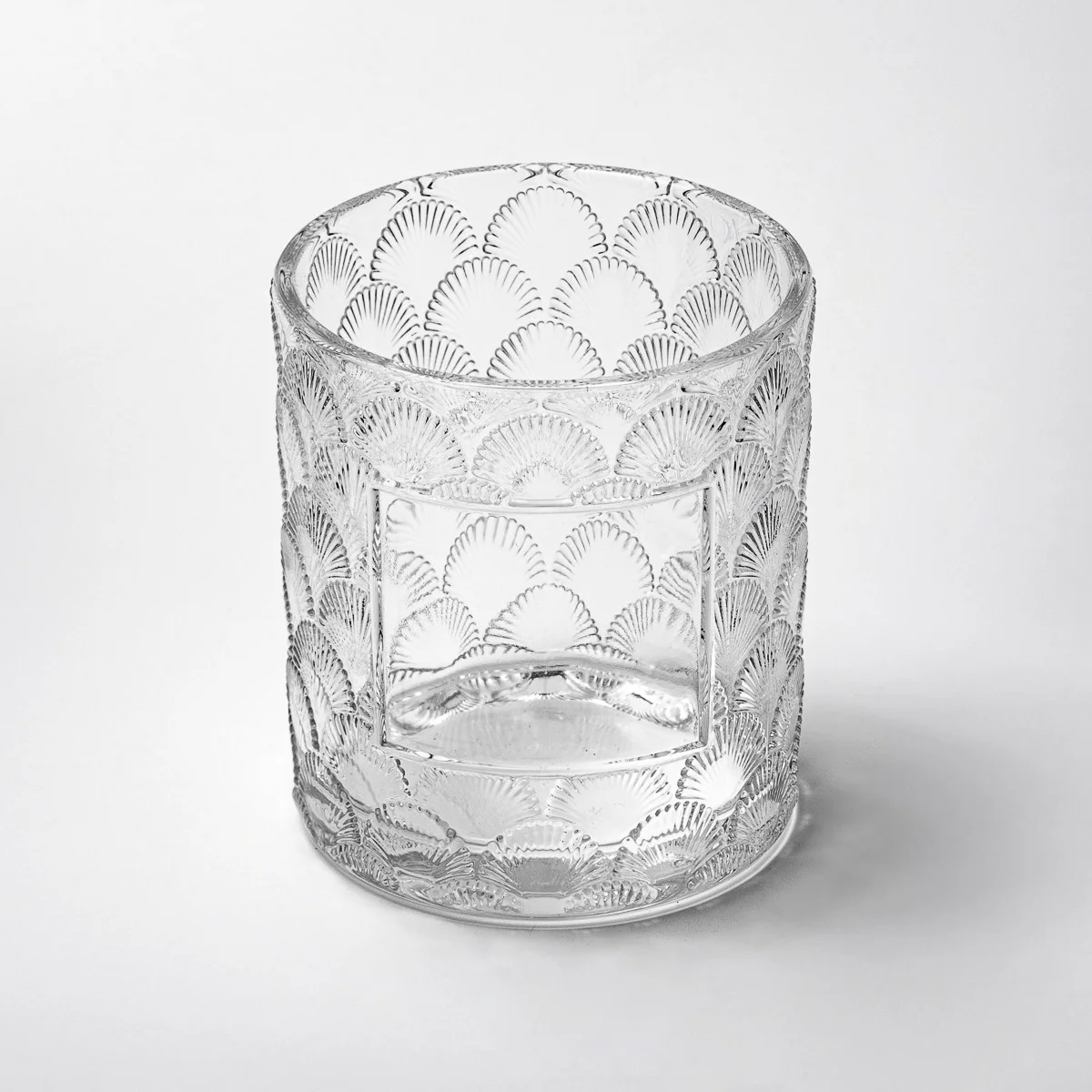 Wholesale 8oz Custom Label Fancy Emboss Surface Glass Vessel Scented Candle Jar