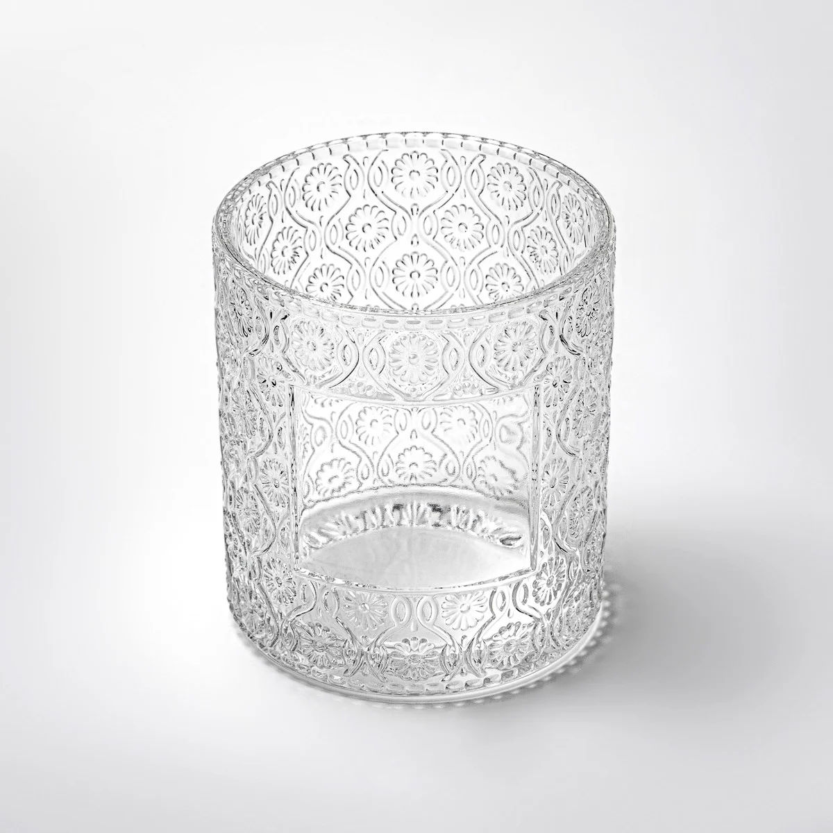 Elegant Emboss Surface Custom Color Glass Jar Aromatic Candle Jar Wholesale