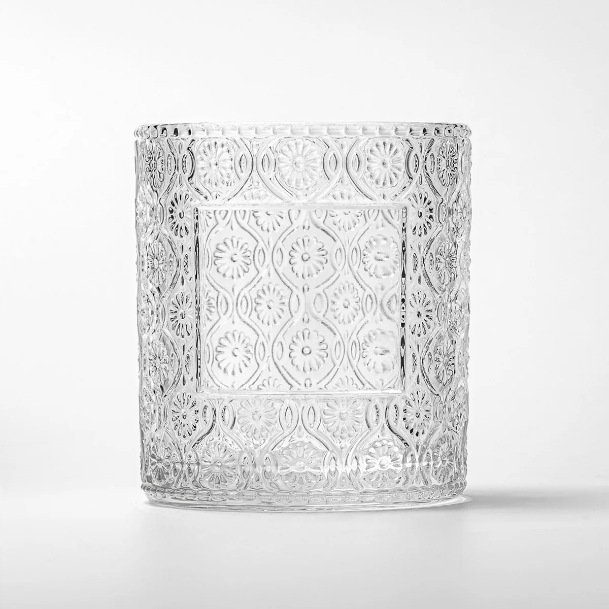 Elegant Emboss Surface Custom Color Glass Jar Aromatic Candle Jar Wholesale