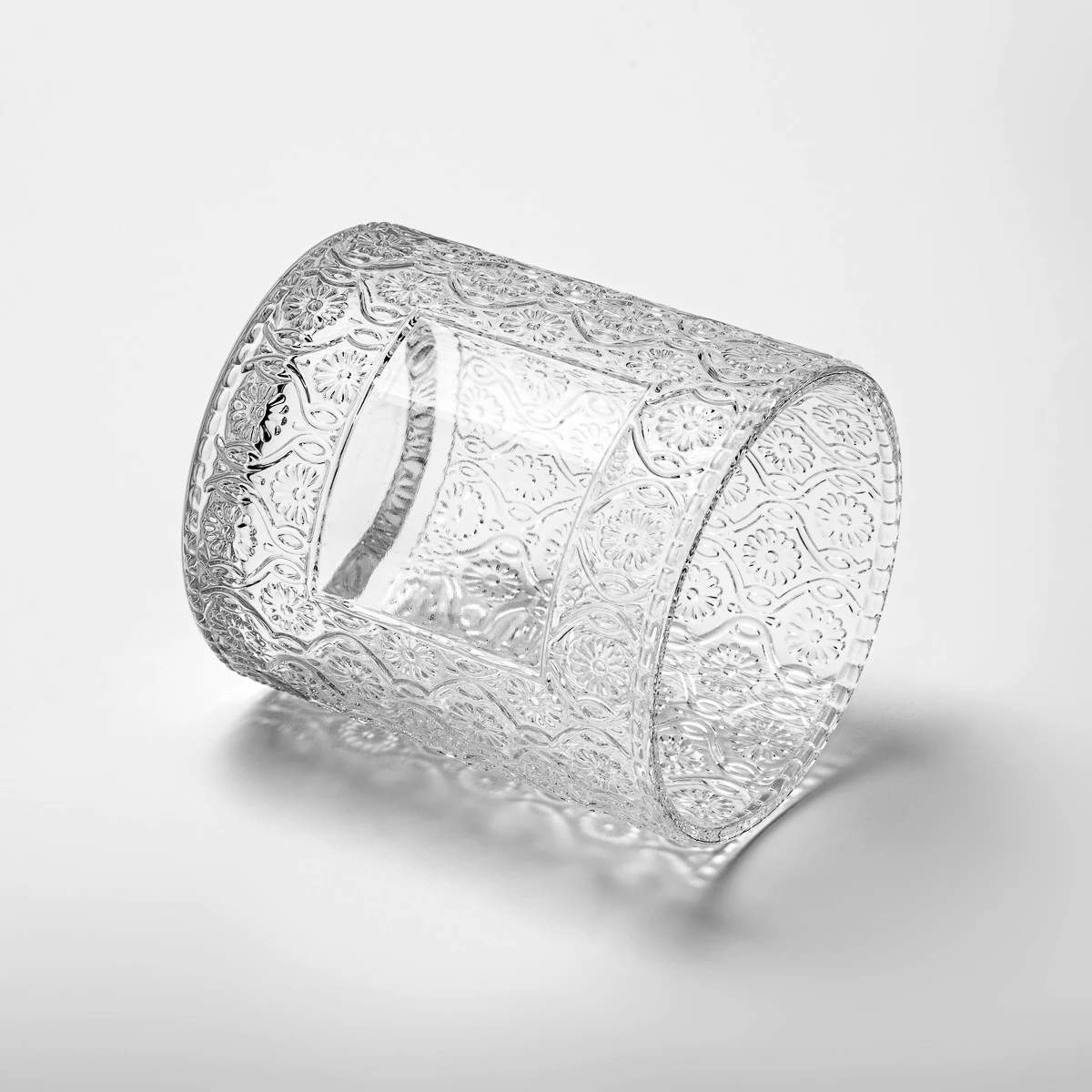 Elegant Emboss Surface Custom Color Glass Jar Aromatic Candle Jar Wholesale