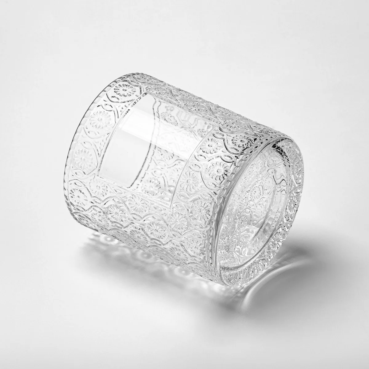 Elegant Emboss Surface Custom Color Glass Jar Aromatic Candle Jar Wholesale