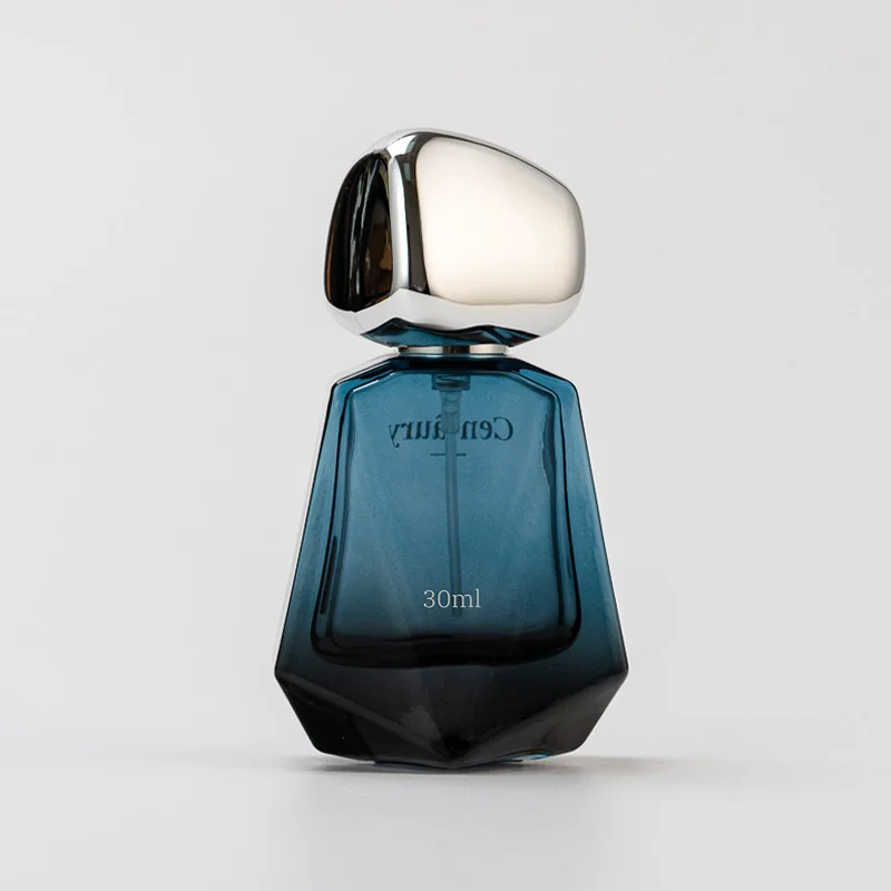 Unique Shape Thick Bottom Glass 30ml Perfume Glass Bottle with Silver Cap