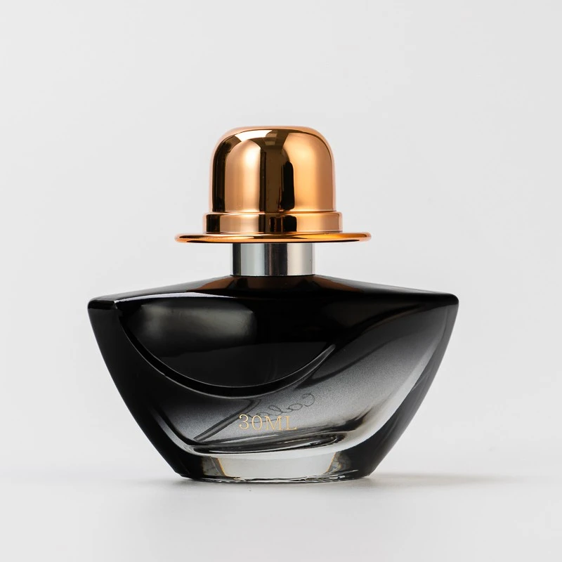 Custom Color 30ml Elegant Creative Shape Glass Perfume Bottle with Spray Head Gold Lid