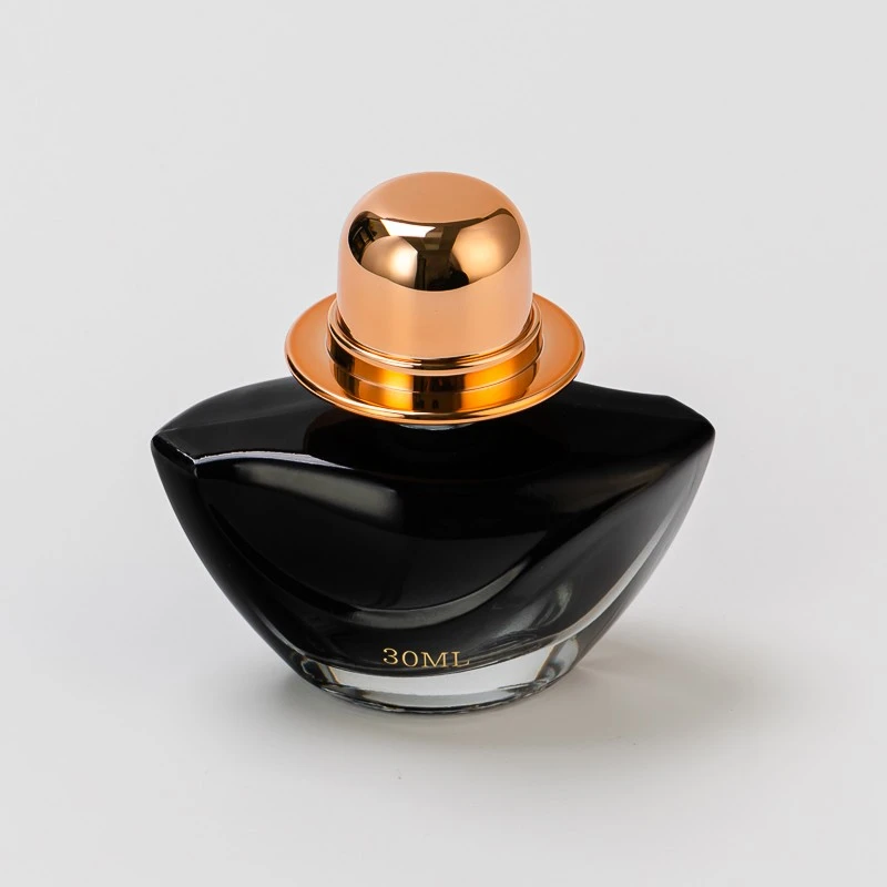Custom Color 30ml Elegant Creative Shape Glass Perfume Bottle with Spray Head Gold Lid