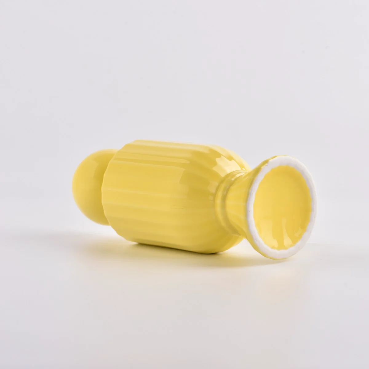 Wholesale Yellow Cylinder Ceramic Reed diffuser bottles home decor