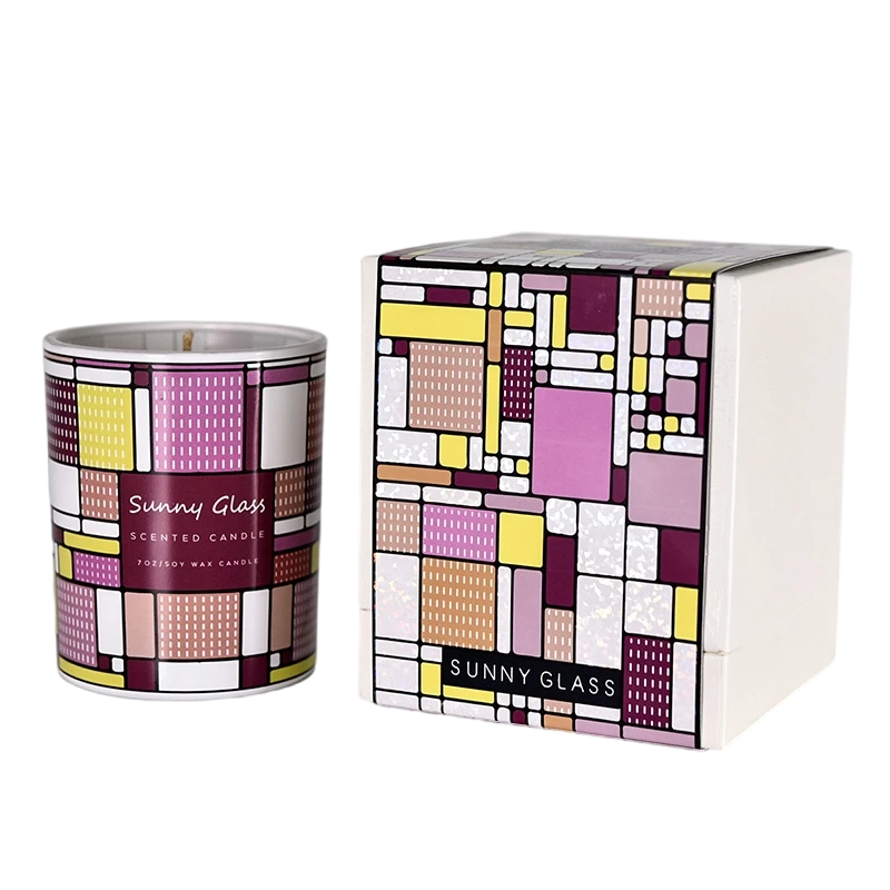 Wholesale Colored Geometric-Patterned Glass Scented Candle Holders