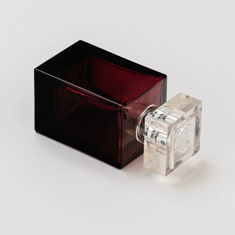 Home Fragrance Luxury Square Glass Perfume Empty Bottle with Lid