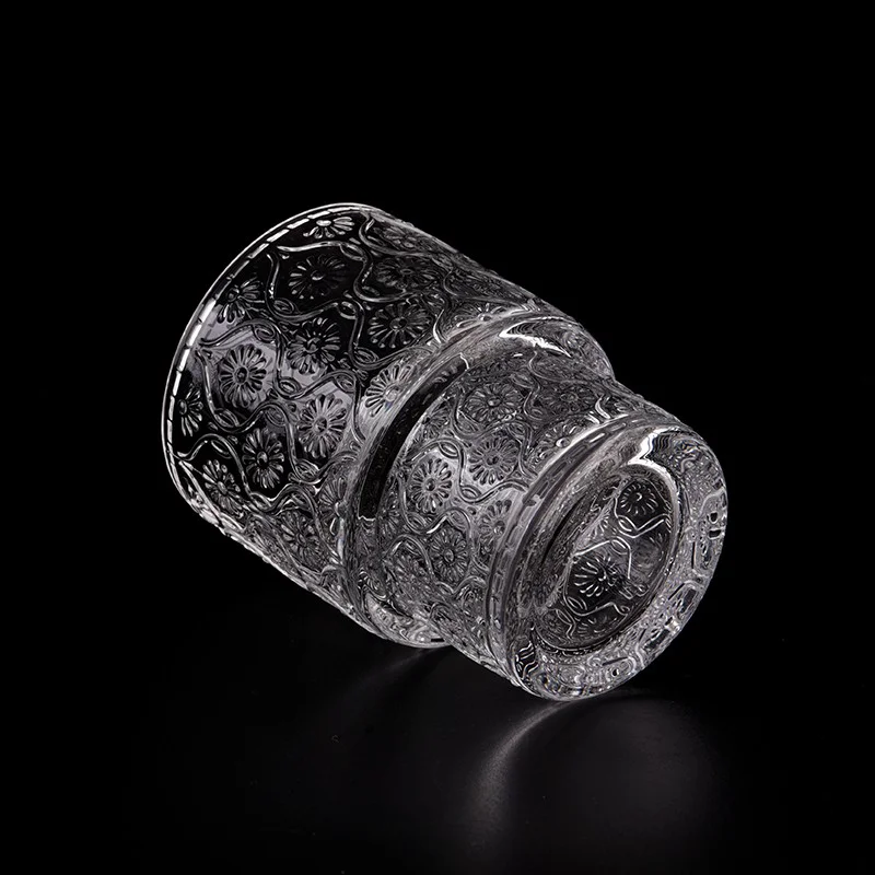 Luxury Embossed Texture Glass Container 5.5oz Empty Candle Holder for Home Decor